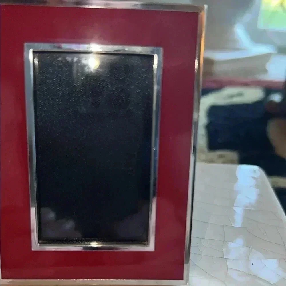 Picture Photo Frames 2 Silver Tone Deep Red Picture Frames with Glass